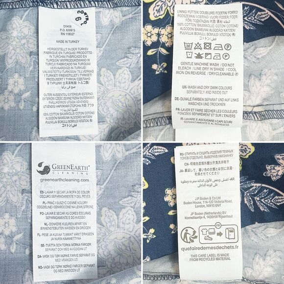 Boden Navy Floral Chintz Bloom Puff Sleeve Cut Out Mini Dress Cotton Size US 4 - Picture 9 of 11